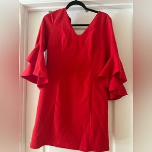 Red Formal dress with ruffle sleeve
